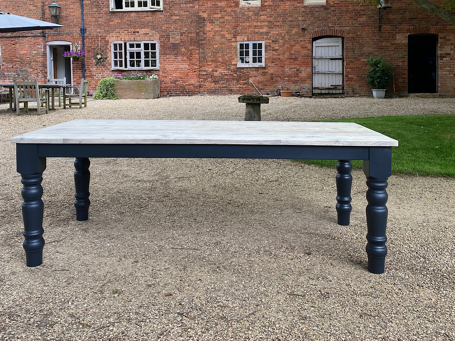 Farmhouse Base Off-Black with Light Patina Finished Top